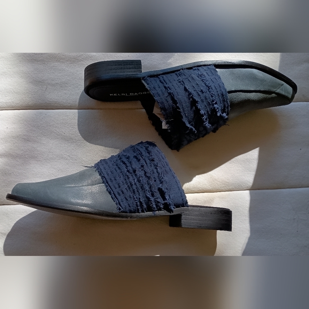 Kelsi Dagger Women's Blue Leather And Fabric Mules_8.5 - Picture 7 of 9